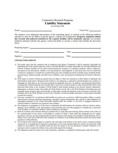 How to get a Statement of Liability .